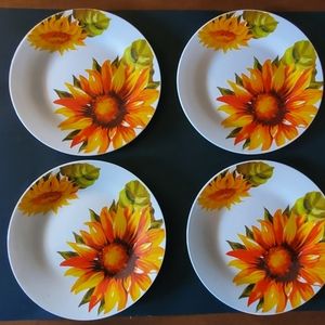 Royal Norfolk Sunflower 10 1/2" Dinner Plates - Set of 4 Dinner Plates